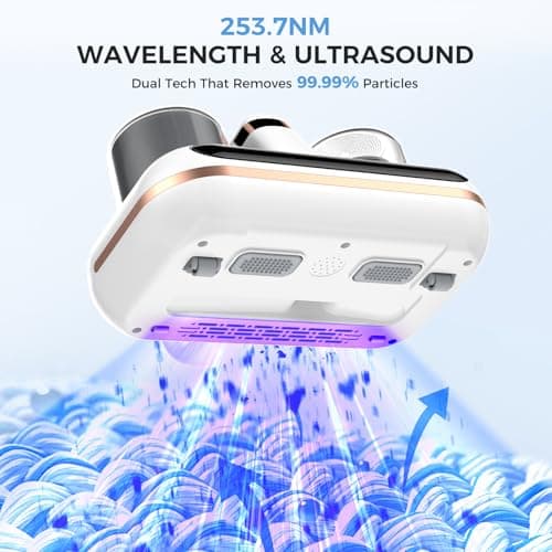 Amzany Mattress Vacuum Cleaner - 5-in-1 Cordless Bed Vacuum Cleaner, Powered by UV-C Light & Ultrasonic Technology, 16Kpa Strong Suction,Low Noise,Suitable for Dust, Pet Hair, Etc.