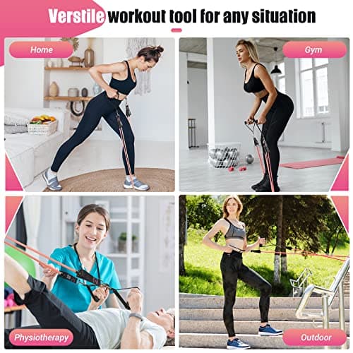 Resistance Bands with Handles for Women, 5 Level Exercise Bands Workout Bands for Physical Therapy, Yoga, Pilates, Door Anchor, Storage Pouch