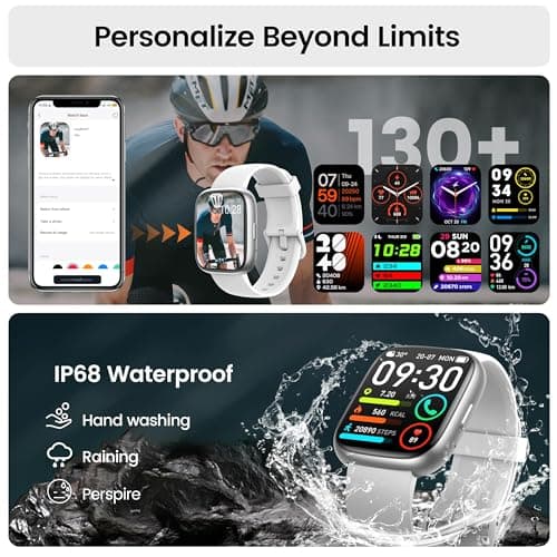 Smart Watch with Alexa Built-in, 1.83" HD Touchscreen Fitness Tracker with Bluetooth Calling, Fitness Watch with Heart Rate/Sleep Monitor/120+ Sports, IP68 Waterproof Smartwatch for Android iOS, Gray
