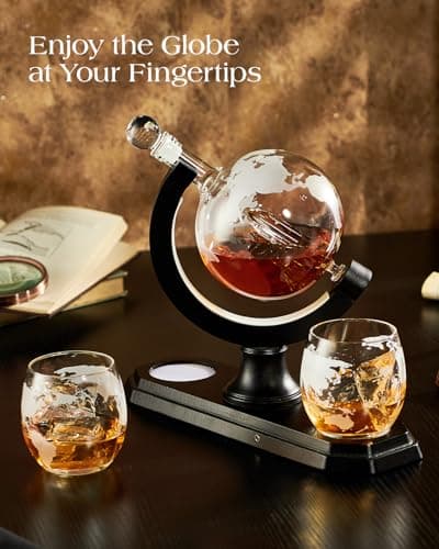 Gifts for Men Dad Christmas, Kollea Globe Whiskey Decanter Set with Space Rocket Inside, 7 Colors Led Liquor Decanter, Cool Gifts for Husband Brother Whiskey Lover, for Birthday Anniversary Home Bar
