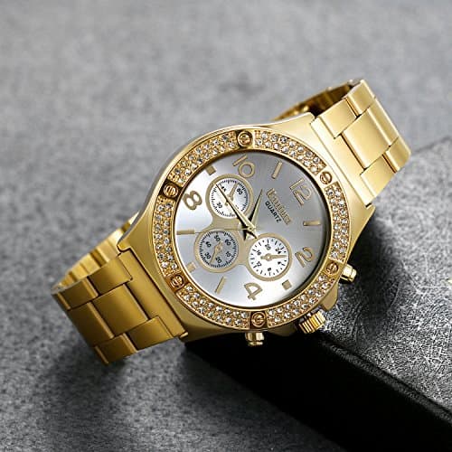 Lancardo Gold Hip-Hop Watch for Men [Upgraded] Japan Quartz 3ATM Waterproof Dress Casual Watch