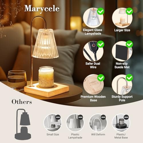 Candle Warmer Lamp with Timer Dimmer, Birthday Gifts for Mom Women Friend Sister, House Warming Gifts, Vintage Clear Wax Melt Warmer, Fall Decorations Office Apartment Dorm Room Home Decor