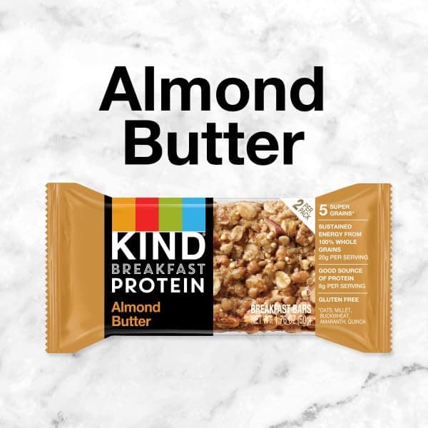 KIND Breakfast Protein Bars, Almond Butter, Healthy Snacks, Gluten Free, 8g Protein, 6 Count