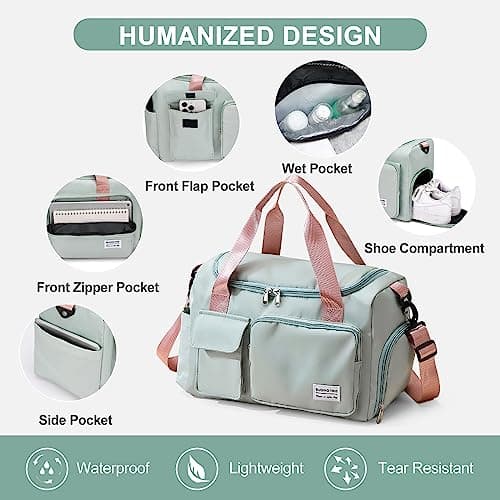 BEULPTN Small Gym Bag for Women, Travel Duffle Bag Carry On Weekender Bag with Shoe Compartment