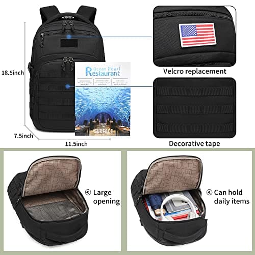 Wotony Military tactical backpack, backpack for men black small tactical assault bag