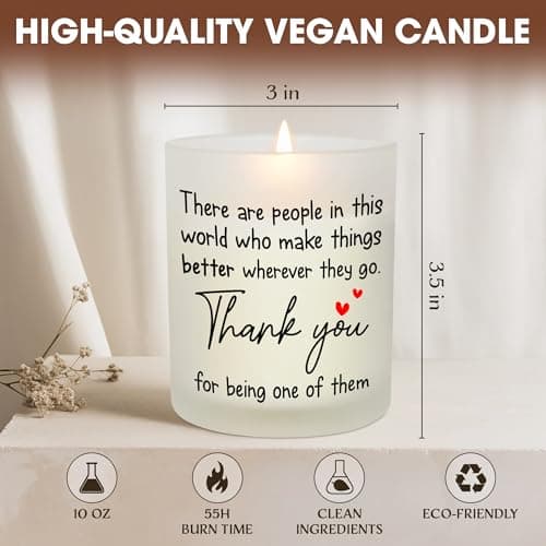 OASSIE Thank You Gifts for Women - Long Lasting Vanilla Lavender Candle 10 Oz - Appreciation Inspirational Birthday Gifts for Women Coworkers Friend Teachers Nurses Boss Employees