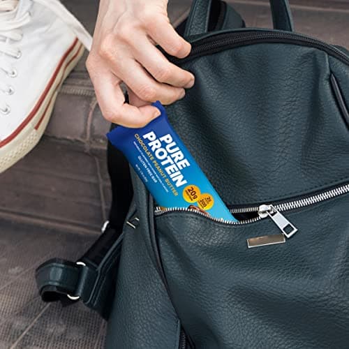 Pure Protein Chocolate Peanut Butter Protein Bars – 20g Protein, 3g Sugar, 190 Calories (12 count) Low Sugar* High Protein Snack - Gluten Free - Perfect for a Healthy Snack