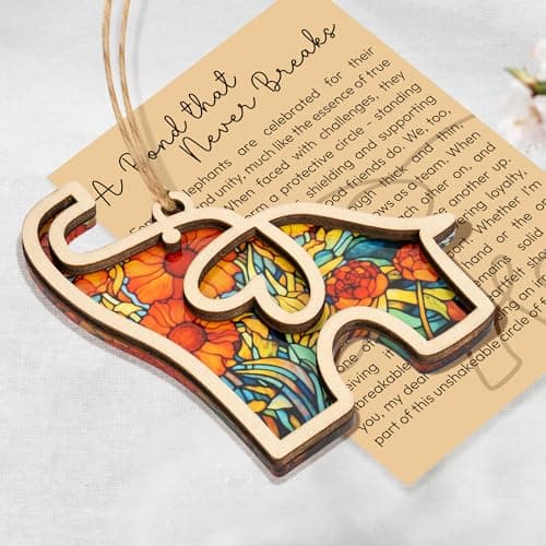 Best Friend Birthday Gifts for Women, Friendship Elephant Ornament with Story Card, Friendship Gifts for Women, Birthday Presents for Best Friends Sisters Special Bond Decor, Suncatcher