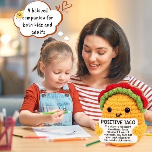 Mini Emotional Taco Support Funny Birthday Gifts for Women Men Mom Dad Husband Daughter Sister Friend Coworker Inspirational Relaxation Gifts Positive Crochet Animals Party Favors Christmas Stuffer
