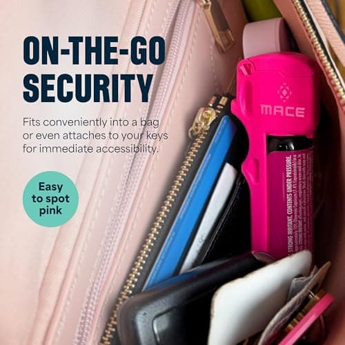 Mace Pepper Spray - Max Police Strength OC with UV Dye, Fast Flip Top, Ergonomic Finger Grip, 12 Feet Range, 0.63 oz Personal Model, Self Defense Pepper Spray for Women & Men