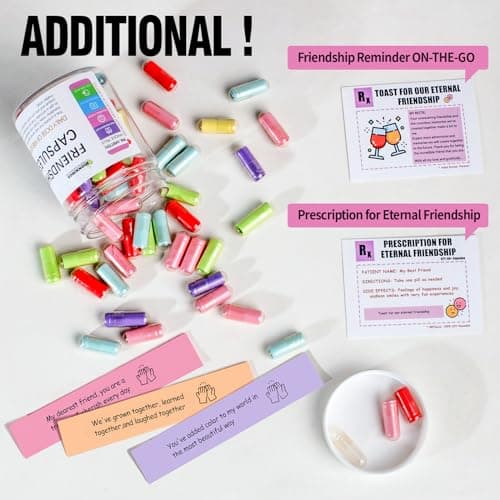 60PCS Pre-Written Friendship Messages in a Bottle, Bestfriend Birthday Gifts for Women Sister Bestie, Cute Capsule Messages in Plastic Jar Long Distance BFF Gifts
