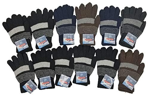 Winterlace 48 Pairs Winter Magic Gloves, Bulk Warm Brushed Interior, Stretchy Assorted Mens Womens