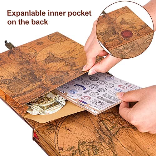 JIMBON Our Adventure Book Scrapbook Photo Album Retro Style Embossed Letter Cover Travel Diary Journal Scrap Book Kit For Couples,Memory Book For Anniversary Wedding