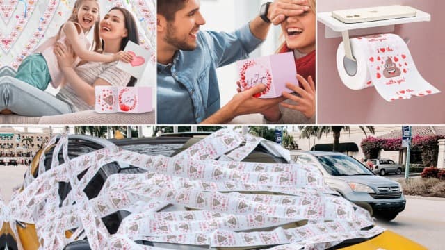 Valentines Day Gifts for Him/Her, Romantic Novelty Gifts Toilet Paper, Funny Gag Gifts for Adults Men Women Boyfriend Girlfriend, Valentines Day Decor for Party Supplies Christmas Stocking Stuffers