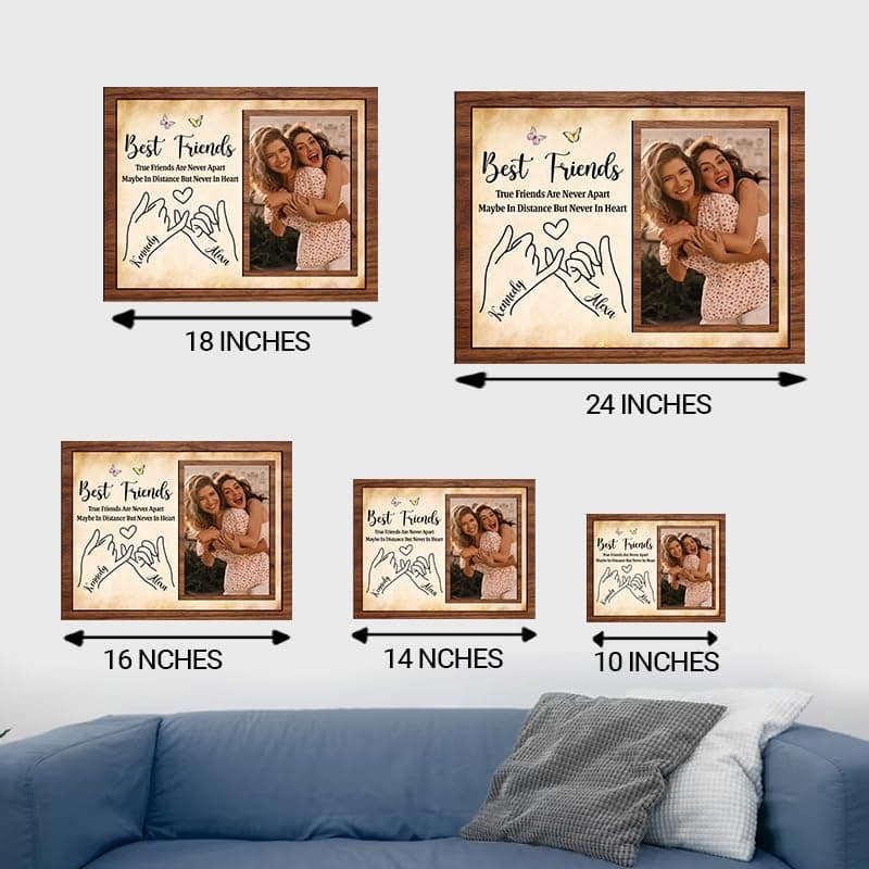Personalized Best Friends Wooden Sign, Custom Photo Plaque, Soul Sister Gift, Picture Birthday Gift, Friendship Besties Print A3