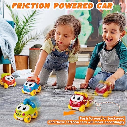 Marstone Toddler Toys for 1 2 Year Old Boys and Girls Gifts: Educational Elephant Slide with 4 Animal Cars Toys for Baby 12-18 Months, First Birthday Present Learning Push Truck Track Ages 1-2