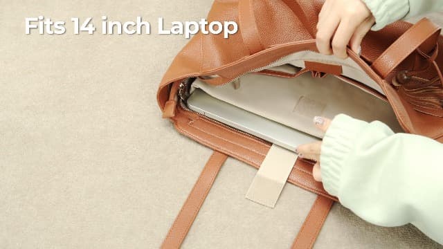 befen Genuine Leather Tote Bag for Women Work, Women's Tote Handbags Shoulder Satchel Purse with Compartments and Tassel