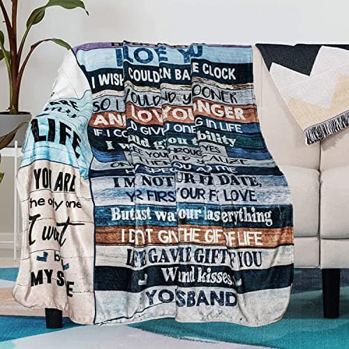 Anniversary Romantic Gift for Wife, Ultra-Soft Micro Fleece Sherpa Throw Blanket, Christmas Day Gifts for Her, Wife Birthday Gifts from Husband, for Bedding Sofa and Travel