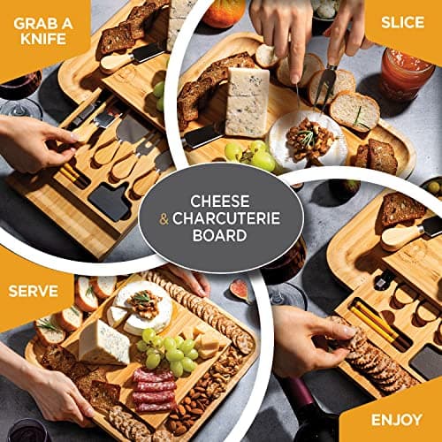 Charcuterie Board Gift Set - Bamboo Cheese Board and Knife Set - Housewarming Gifts for New Home, Wedding Gifts for Couples 2025, Bridal Shower Gifts, Birthday Gifts for Women