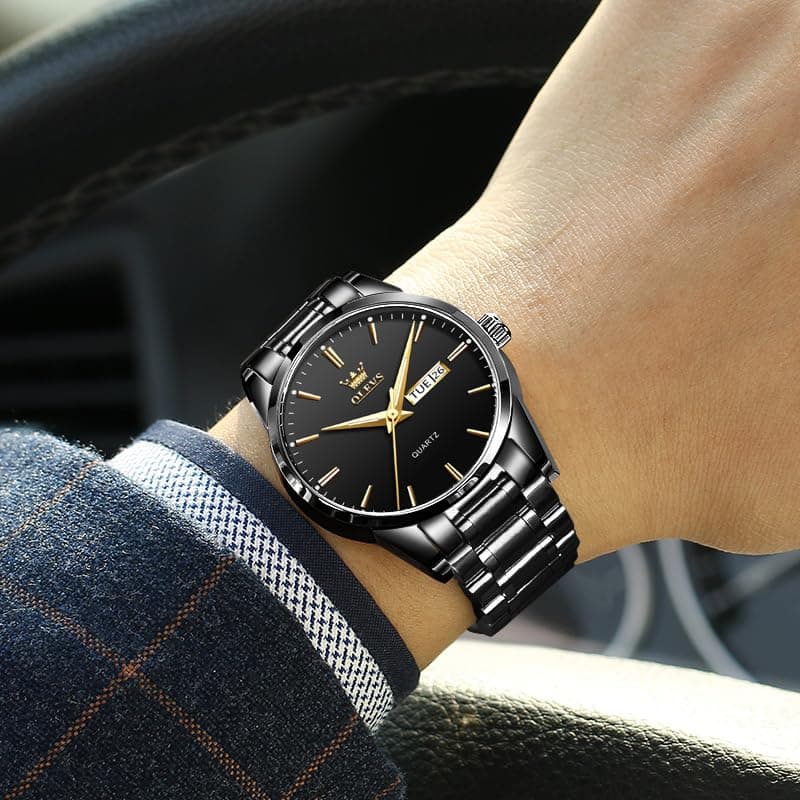 OLEVS Mens Gold Watches Waterproof Stainless Steel Lightweight Watch with Date Classic Luxury Dress Watch for Men Gold White Blue Green Dial