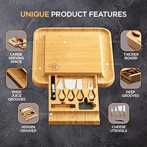 Charcuterie Board Gift Set - Bamboo Cheese Board and Knife Set - Housewarming Gifts for New Home, Wedding Gifts for Couples 2025, Bridal Shower Gifts, Birthday Gifts for Women