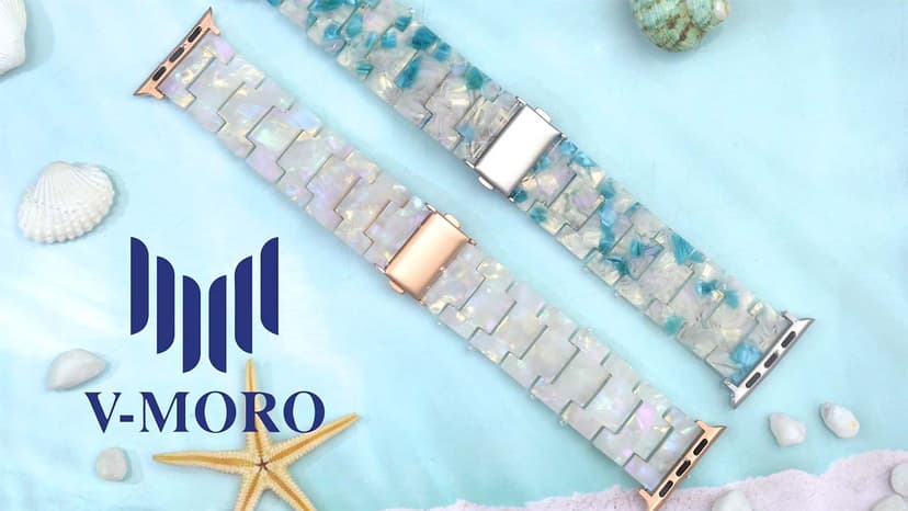 V-MORO Resin Band Compatible with Apple Watch Series 7/8/9/10/11 41/40/38/42mm, Women Fashion Strap for iWatch Series 6/5/4/3/2/1/SE, Lightweight Bracelet Wristband Replacement, Ivory White-Rose Gold