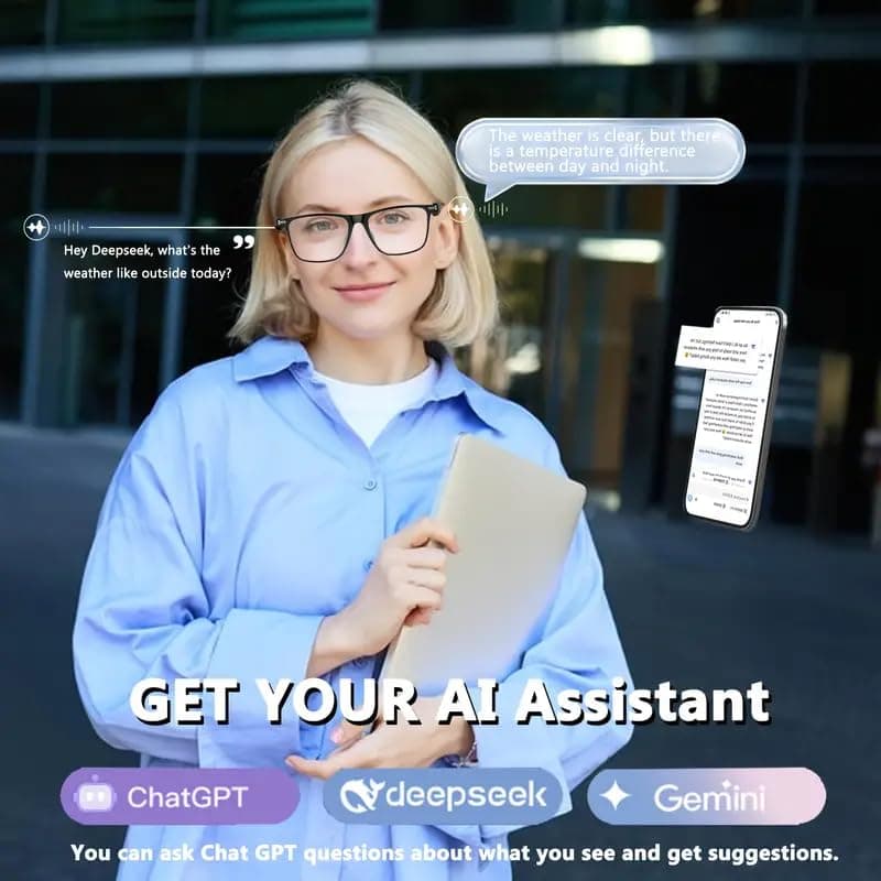 AI Smart Glasses,AI Chat Deepseek R1 and Gemini-2.5 with 164 Translations Supported,Bluetooth Glasses for Men Women,Music Playback & Hands-Free Calling,Physical Color Changing Lens,IP67 Waterproof