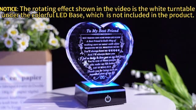 Best Friend Birthday Gifts with Colorful LED Base Crystal to My Best Friend Heart Gifts Friendship Gift for Women for Christmas Female Friend Gift Ideas BFF Gift for Her, Bestie Gifts