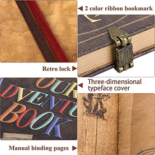 Our Adventure Book Travel Diary Photo Book,Scrapbook, Photo Album,Retro Style Travel Souvenir, Vintage Guestbook DIY Anniversary Wedding Travel Writing Baby Friend Gift, Heartfelt Present(Ball)