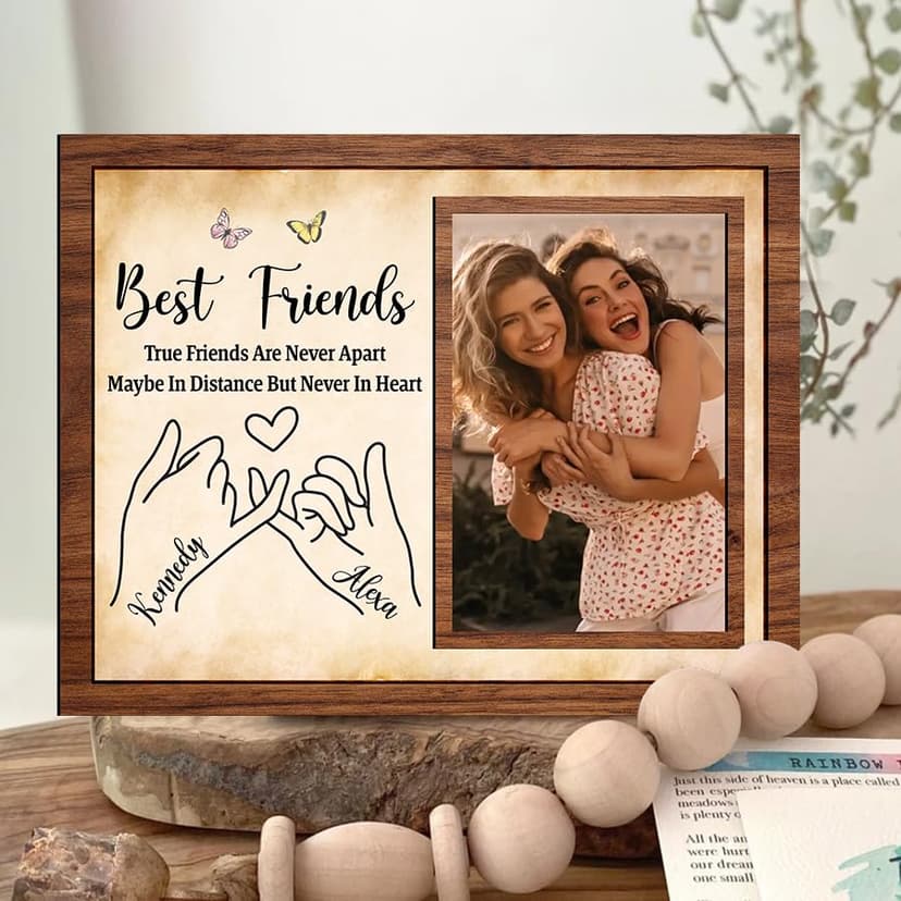 Personalized Best Friends Wooden Sign, Custom Photo Plaque, Soul Sister Gift, Picture Birthday Gift, Friendship Besties Print A3