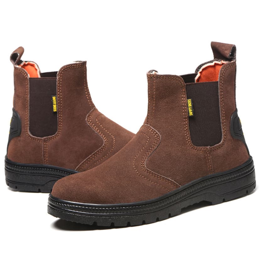 GUBANGDUN Steel Toe Work Boots for Men Slip Resistant Welding Work Boots Slip-on Safety Shoes for Industrial Construction