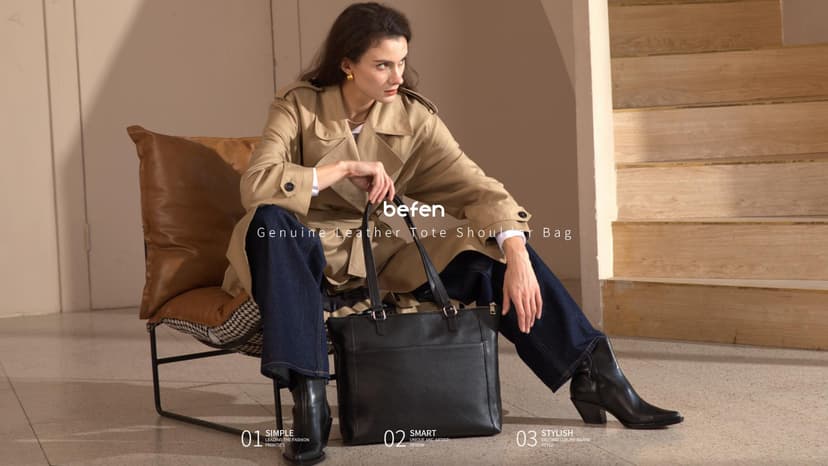 befen Genuine Leather Tote Bag for Women, Large Tote Bag for Women for Work Purses Satchel Handbags with Top Handles