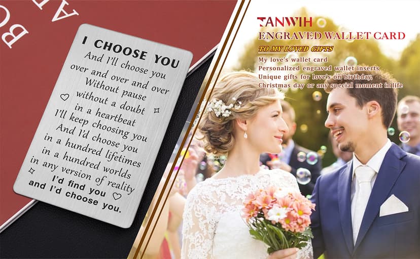 TANWIH I Choose You Wallet Card for Him, Wedding Gifts for Groom from Bride, Fiance Gifts for Him, To My Husband On Our Wedding Day, I Love You Card for Men, Engagement, Valentines Day