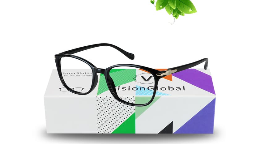 VisionGlobal Blue Light Blocking Glasses for Women/Men, Anti Eyestrain, Computer Reading, TV Glasses, Stylish Square Frame, Anti Glare(Black,+1.25 Magnification)