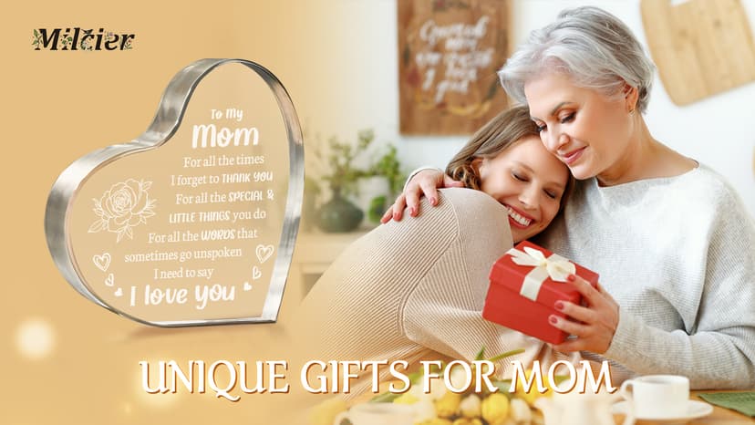 Gifts for Mom, Mom Birthday Gifts, I Love You Mom Gifts - Mother Acrylic Keepsake - Best Christmas Mother's Day Gifts for Mom from Daughter Son