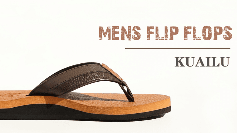 KuaiLu Men's Yoga Mat Leather Flip Flops with Arch Support Comfortable Cushion Walking Thong Sandals Slip On Indoor Outdoor