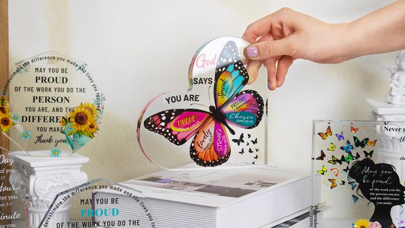 Christian Gifts for Women Birthday, Butterfly Inspirational Gifts for Friends, Mom, Sister, Girl, Female Coworker, Christian - Religious Spiritual Gift, Home Decorative Signs