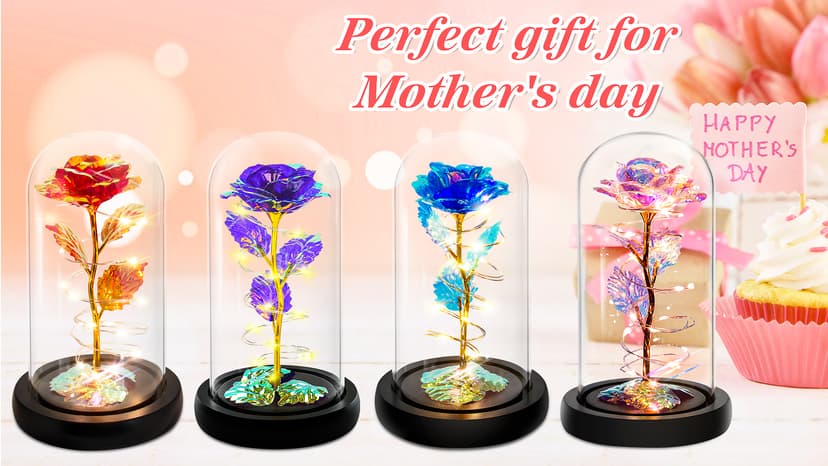 Childom Birthday Gifts for Women,Flowers for Delivery Prime,Colorful Rainbow Light Up Rose in A Glass Dome,Christmas Rose Gifts for Her Mom Women Wife Girl Grandma on Christmas Anniversary Valentines