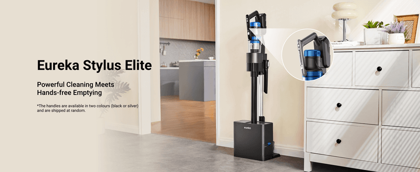 Eureka Stylus Elite NEC490BL Cordless Stick Vacuum, 350W Powerful Suction, Self-Emptying Station, 60-Min Runtime, Anti-Tangle Brushroll, 5-Layer HEPA Filtration, Ideal for Pet Hair&All Floor Types