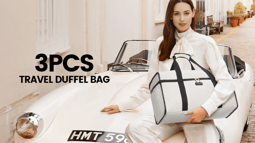 LOVEVOOK Travel Duffle Bag - Weekender & Overnight Bag with Toiletry & Wet Pocket, Carry-On Size, 3pc Set