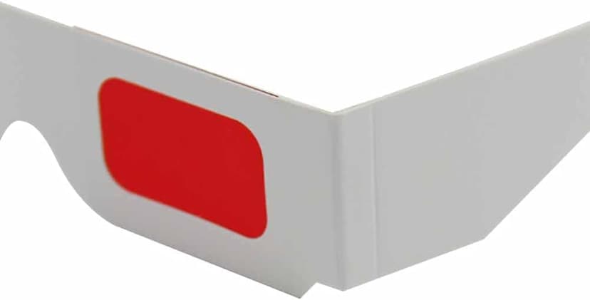 50 Pairs - Flat- 3D Glasses Red and Cyan White Frame Anaglyph Cardboard (Set of 50)