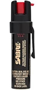 SABRE 3-in-1 Compact Defense Spray – Pepper Spray, Tear Gas & UV Dye, Max Police Strength, Belt Clip for Quick Access, 4X Longer Spray Time (Up to 13 Seconds), 0.67 fl oz, Secure & Easy Safety