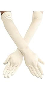 Lansian Long Opera Party Gloves for Women 1920s 20s Satin Gloves Costumes Elbow Length Bridal Evening Dress, 21 inches