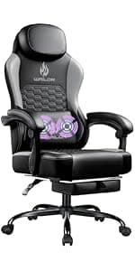WAILOR Gaming Chair with Pocket Spring Cushion, Video Game Computer Chair with Footrest for Adults, High Back Gamer Leather Chair with Headrest and Lumbar Support for Office Gaming 300LBS