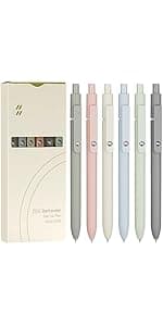 Gel Pens, 5 Pcs 0.5mm Black Ink Pens Fine Point Smooth Writing Pens, High-End Series Pens for Journaling Note Taking, Cute Office School Supplies Gifts for Women Men (Morandi)