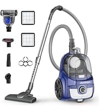 Aspiron Canister Vacuum, Upgraded 1600W Bagless Canister Vacuum Cleaner, Auto Cord Rewind, H13 HEPA Filter, 4Qt Large Capacity, 5 Tools for Hard Floors, Carpet, Pet, Upholstery, Tiles, Sapphire