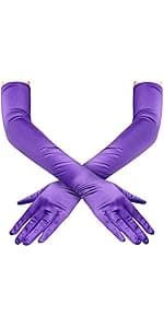 Lansian Long Opera Party Gloves for Women 1920s 20s Satin Gloves Costumes Elbow Length Bridal Evening Dress, 21 inches