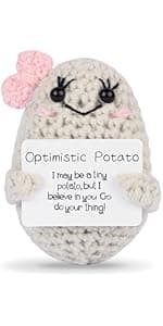 Hoedia Handmade Emotional Pickle Gift, Cucumber Crochet Doll Inspirational Gifts with Cards, Cute Knitted Funny Support Potato Friend Birthday Mothers Day Easter Basket Stuffers (Emotional Pickle)
