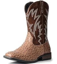 IUV Cowboy Boots For Men Square Toe Western Boot Durable Retro Classic Embroidered Pull On Boot Slip Resistant Country Boots