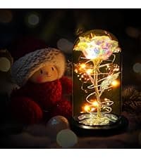 Childom Birthday Gifts for Women,Flowers for Delivery Prime,Colorful Rainbow Light Up Rose in A Glass Dome,Christmas Rose Gifts for Her Mom Women Wife Girl Grandma on Christmas Anniversary Valentines